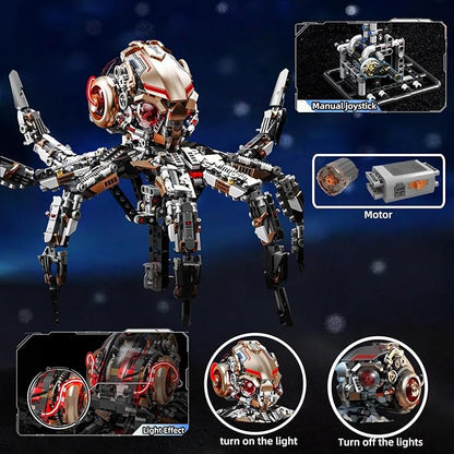 Mechanical Octopus Building Set for Adults with Motor Set - 1900 Pcs,Sea Animal Model Toy Compatible with Lego Octopus,Static and Dynamic Octopuses That Can Be Manually and Automatically Controlled