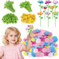 FUNZBO 216 Pcs DIY Fabric Flower Bouquets Toys Accessories - Flowers Market Toy Accessorie - Arts & Crafts Toy Accessories for 4 5 6 7 8+Year Old Girl Birthday Gifts Ideas (36 Flower Stems)