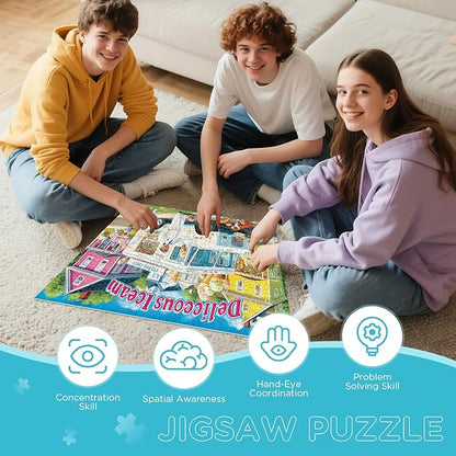 Puzzles for Adults 1000 Pieces Vintage Ice Cream Truck Jigsaw Puzzles Challenging Puzzle for Stress Relief, Home Decor and Gifting