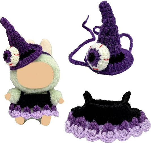 Halloween Clothes for 17cm Doll Outfits, Hat Dress Set for 17cm Dolls, Stylish Adorable Halloween Clothes Accessories (No Doll)