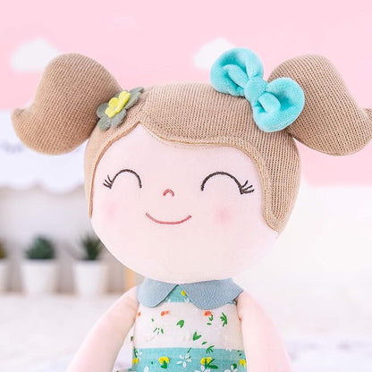 Gloveleya Baby Girl Gifts – Soft First Plush Doll with Gift Box, Spring Green Dress 16 Inch, Snuggly Birthday Present, for Toddler Girls