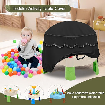 Kids Water Table Cover Fit Little Tikes Fish 'n Splash Water Table, Waterproof Dust Proof Outdoor Toys -Cover only,34"Dx20"H (Black)