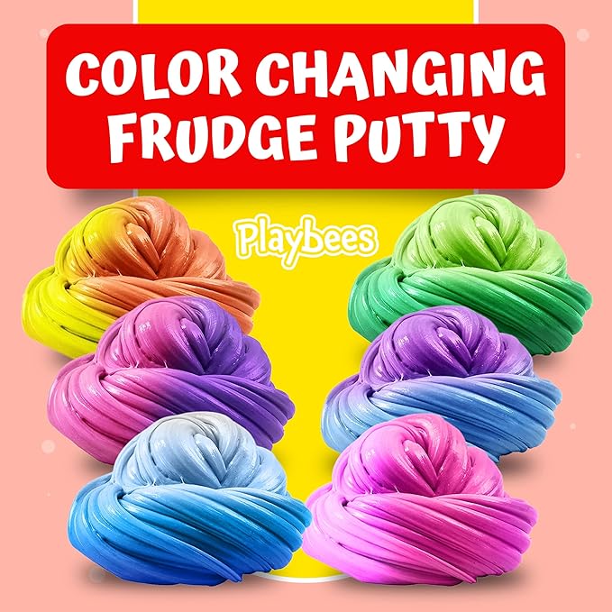 Playbees Color Changing Therapy Putty 12 Pack - Silly Mini Putty Thinking Slime for Sensory Play, Educational Games, Fidget Putty 8-15 - Heat Sensitive Magical Color Shifts - Slime Favors 0.5 Oz