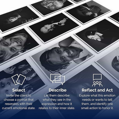 metaFox deep Pictures “Portraits of Emotions” – 52 Black and White Coaching Cards for Emotional Awareness, Therapy Tools for Teens and Adults, Visual Reflection Deck for Counselors and Facilitators