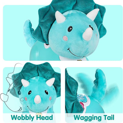 iPlay, iLearn Dinosaur Baby Musical Toy, Infant Crawling Toys for 6-9 9-12 12-18 Month, Baby Tummy Time Toddler Musical Light Toy for Age 0-2, 1 Year Old Boys Girls 1st Birthday Gift - Dinosaur
