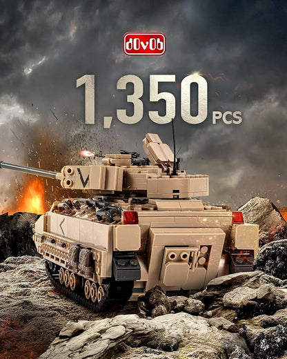 dOvOb Military M2 Bradley Tank Building Set (1350 PCS), Infantry Fighting Vehicle Army Construction Model Toy for Adult or Kid Gift