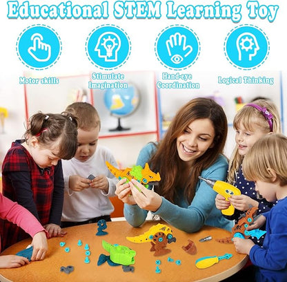 Dinosaur Toys, Take Apart Dinosaur Toys for Kids, Educational Construction Building Sets with Electric Drill Storage Box - Birthday Gifts for Toddlers Boys Girls Age 3 4 5 6 7 8 Year Old