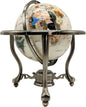 Limited Edition! Unique Art Since 1996 Pearl Swirl Table Top Gemstone World Globe with Tripod Silver Zinc Alloy Stand (220MM/9 INCHES/Pearl Ocean/Silver)