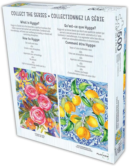 KI Puzzles 500 Piece Puzzle for Adults Aromatherapy Mediterranean Tile Jigsaw + Scented Candle Playview Brands