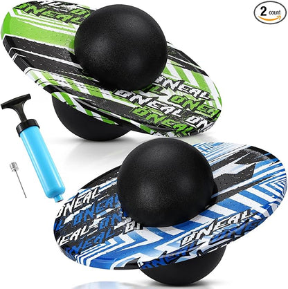 Junkin 2 Pcs Pogo Ball Trick Board Toy Balance Board Pogo Balance Bounce Ball with Pump and Strong Grip Deck for Fun Challenge Fidget Indoor,Outdoor Toys
