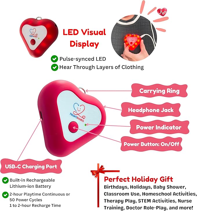 Heartbeats Electronic Stethoscope Toy with LED Display & 10X Sound Amplification, Real Working Stethoscope - STEM Medical Learning Toy Boys & Girls Age 4+, Kids Nurse Doctor Kit - Educational Toy Gift