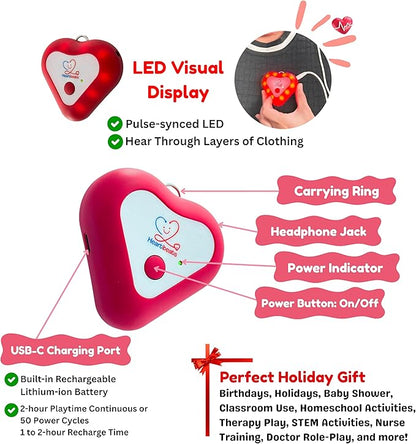 Heartbeats Electronic Stethoscope Toy with LED Display & 10X Sound Amplification, Real Working Stethoscope - STEM Medical Learning Toy Boys & Girls Age 4+, Kids Nurse Doctor Kit - Educational Toy Gift