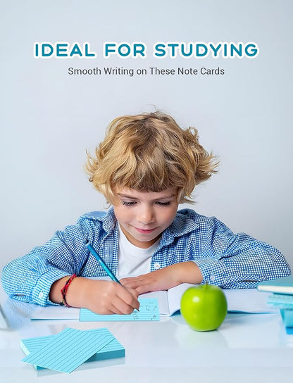 Blue Index Cards Notecards 3x5 Lined, 200 PCS Colored Index Cards Flashcards, Thick 3 x 5 Study Cards, Single-Printing Lined Index Card, 3 by 5 Color Index Flash Cards Ruled for School Office Home