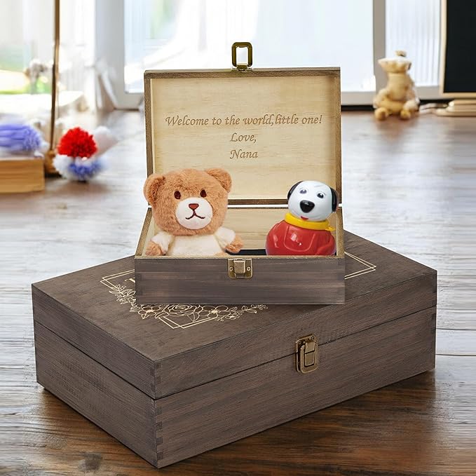 Personalized Time Capsule Memory Box Custom Engraved Wooden Keepsake Box for 18th Birthday Surprise Memories Photos Letters Memento - Storage Boxes for Baby Shower Birthday Anniversary Milestones Gift