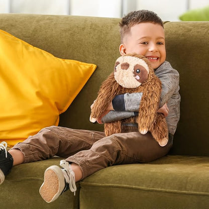 Happy Fuel Sloth Microwavable 1.5 lbs Unscented Heating Pad for Women & Kids - Cute Soft Cozy Pillow Plush Heatable Warm Stuffed Animals - Kawaii Hot & Cold Plushie Toy - Sloth Gifts for Girls & Boys