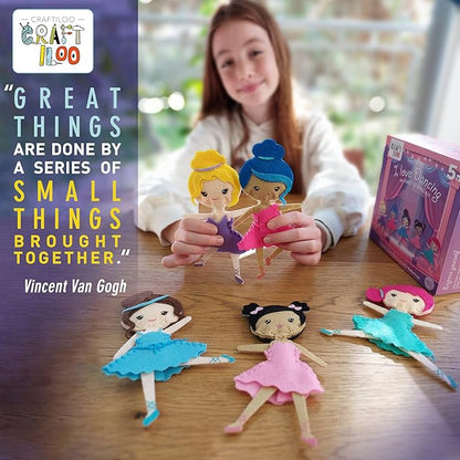 CRAFTILOO Ballerina Dancers Sewing Kit for Kids, Fun and Educational Craft Set for Boys and Girls Age 5-12, Sew Your Own Felt Ballerina Craft Kit for Beginners (Ballerina Kit)