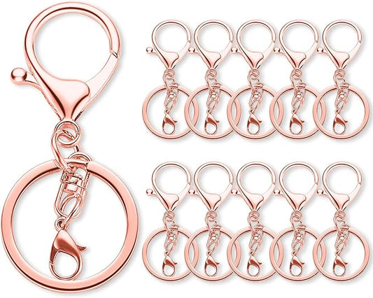 10 Pack a Set Metal Lobster Claw Clasps and Key Rings, Key Chain Accessories, Keychain Making kit for Keys, Art Crafts, Jewelry Making, Rose Gold