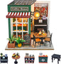 CUTEROOM DIY Miniature House Kit-Coffee Time, Tiny Dollhouse Wooden Furniture Kit, Mini DIY Craft Kits Creative Room for Decoration Family Friends