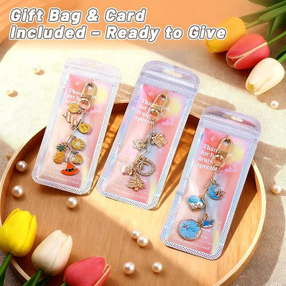 Wurosi 25 Set Paperclip Keychain Making Kit, Bag Charm Kit, 25 Keychain Clips, 25 Extender Chain, 25 Resealable Pouch Bag, 25 Thank You Cards, 5M Hemp Rope, Jewelry Making Kit for DIY Keyrings Charms