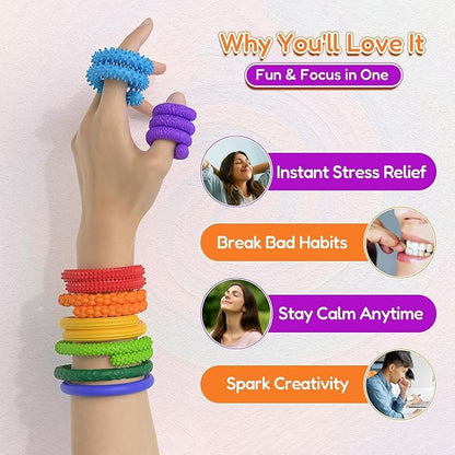 Sensory Sticks Fidget Toy for Kids Adult,8Pcs Bendable Textured Flexible Fidget Stick for Anxiety Autistic ADHD,Calm Down Travel Essentials Toys, Quiet Fidgets for Classroom Must Have