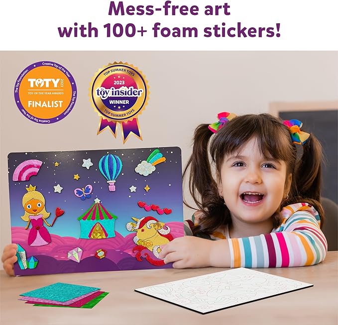 Skillmatics Foil Fun - Unicorns & Princesses, No Mess Art for Kids, Craft Kits & Supplies, DIY Creative Activity, Travel Toys, for Ages 4, 5, 6, 7, 8, 9