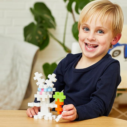 PLUS PLUS Big - 15 Piece Bunny Tube- Construction Building Stem/Steam Toy, Interlocking Large Puzzle Blocks for Toddlers and Preschool