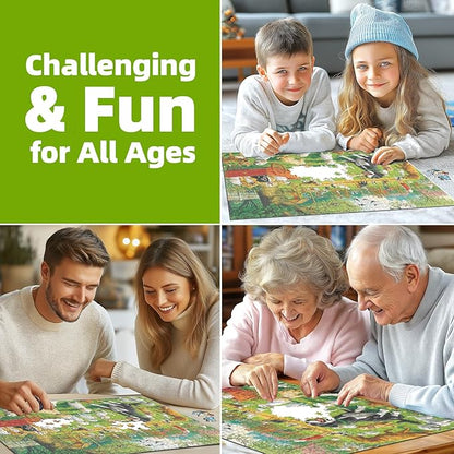 Puzzles for Adults 500 Pieces Colorful Dog Park Jigsaw Puzzles 500 Pieces Difficult Fun Cute Puppy Unique Beautiful Family Puzzle Challenging Games Gift for Adults (21"x15")