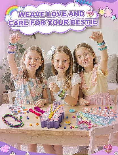 AONTESS Friendship Bracelet Making Kit for Girls: Unicorn Bracelet Maker Tool with Beads, String & Tutorial Cards - DIY Jewelry Gift for Kids Ages 6 7 8 9 10 11 12, Birthday & Christmas