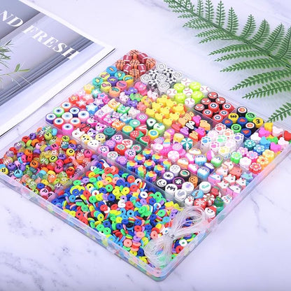 2480pcs Polymer Clay Beads Charms for Bracelets Making Kit Cute Fun Charms Beads Friendship Bracelet Making DIY Arts Crafts Birthday Gifts Toys for Kids Girls Age 6-13
