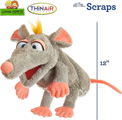 Living Puppets 12-Inch Grey Mouse Hand Puppet - Fine European Design, Ultra-Soft and Cuddly, Promotes Child Development, Safety Certified, Teacher-Recommended for Boys and Girls