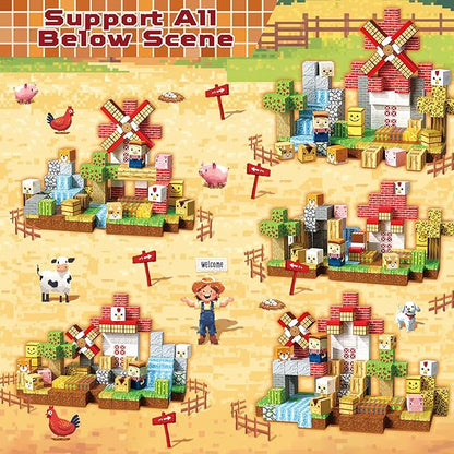 Magnetic Blocks - 150 PCS Build Magnetic Farm Animal Homes - Magnetics Toys for Montessori Toddler Christmas Birthday Gifts - STEM Sensory Toys for 3 4 5 6 7 8 9 10 Year Old Boys & Girls