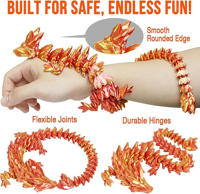 Small Dragon Eggs with Dragon Inside, 3D Printed Surprise Funny Gifts for Kids, Articulated Dragon Fidget Toys for Adults, Executive Desk Toys Office Room Décor (Orange Red)