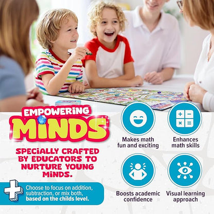 Number Park - Addition & Subtraction Math Games for Kids Ages 5-8 - Fun Educational Learning Game - Board Games for Kindergarten & Up - Gift