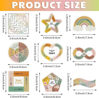 Libima 72 Pieces Anxiety Sensory Stickers Textured Stickers Fidget Mindfulness Sticker School Counselor Supplies Adult Sensory Items Anxiety Relief, 9 Styles (Vintage Color)