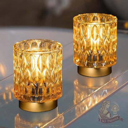Battery Operated Table Lamps Timer, Mini Crystal Lamp for Area No Plug, Cordless Lamp with LED Bulb for Power Outage, Decorative Lamps for Tabletop/Corner/Entryway/Stairway/Bathroom/Fireplace(2*AMBER)