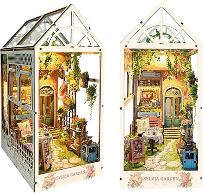 Book Nook with LED Light - 3D Puzzles for Adults, DIY Miniature House Kit, Exquisite Bookshelf Decor, Book Shelf Decor, Perfect, Dollhouse Book Nooks - Sylvia Garden