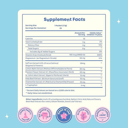 JoySpring Pixie Sticks with Saffron & GABA for Kids | Mood Balance Supplements for Kids | Sugar-Free Powder Candy or Water Flavor Powder (25 Servings)