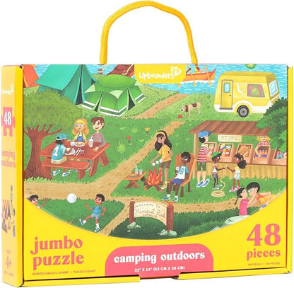 Upbounders® 48 Piece Jumbo Floor Puzzle for Kids | Jigsaw Puzzle with Large Pieces & Storage Box | Multicultural Preschool Puzzle (Camping Outdoors Theme)