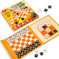 Coogam Magnetic Travel Chess Board Game, 3 in 1 Tic-Tac-Toe Checkers Set, Indoor Outdoor Activity Travel Toy Gift for Family Friends Party Favor