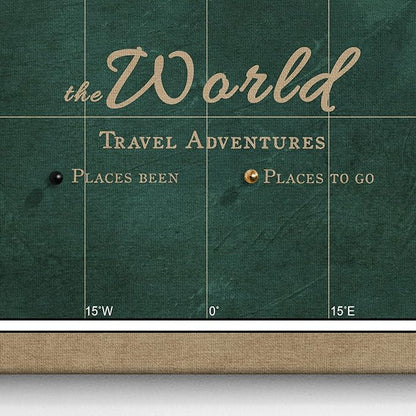 Canvas World Map with Cork Pin Board - English Lettering - Decorative Wall Decoration for All Rooms - Canvas Pictures with World Map Motif (70x50 cm, Pattern 4)