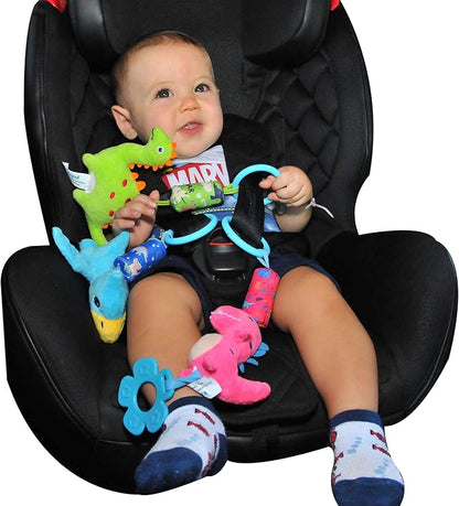 Baby Toys for 0 3 6 9 12 Months, Soft Rattle Wind Chime Car Seat Crib Stroller Toys, Dinosaur Baby Hanging Toys Birthday for Baby Boys and Girls