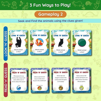 Jumbo 70 Piece Round Floor Puzzles for Kids Ages 3-5, 6-8, Large Jigsaw Puzzle with Educational Flash Cards and 3D Figures | Educational Gift (Animal Safari)