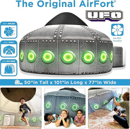 The Original Patented AirFort - Build A Fort in 30 Seconds, Inflatable Fort for Kids, Play Tent for 3-14 Years, A Playhouse Where Imagination Runs Wild, Fan not Included (UFO)