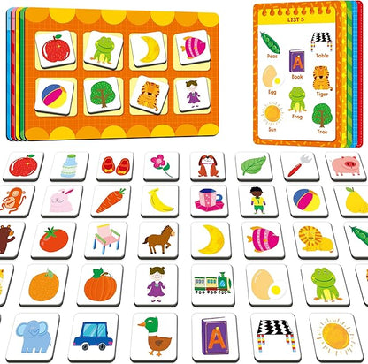 SpriteGru Magnetic First Word Matching Game, Funny Words Learning Game, Race to Collect Your Lists Educational Toy for Boys & Girls at Home