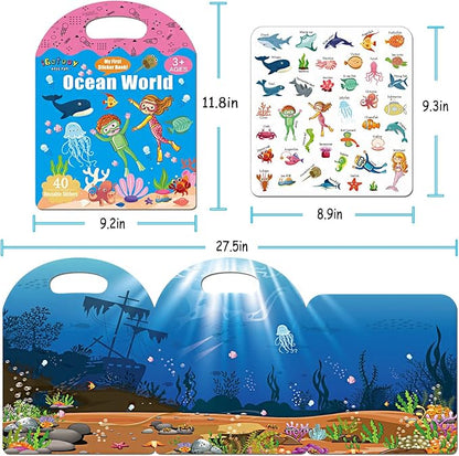 Reusable Sticker Books for Toddlers 1-3, Sticker Book for Toddlers 2-4 Years, Toddler Travel Essential in The Car/Train/Plane