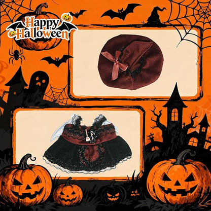 Halloween Doll Clothes for Labubu, Dolls Outfit Set for 17cm (6-6.7 inch) Dolls - Dress Up Set for Labubu Costumes & Accessories | Gift for Any Occasions | Doll Not Included (Black Cat)