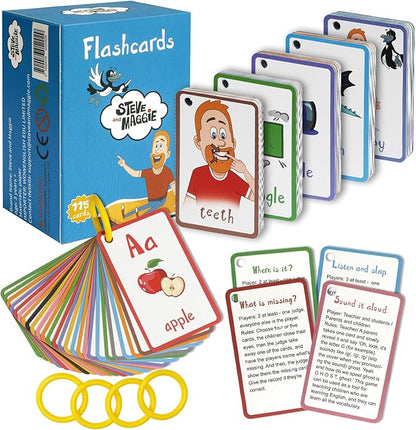 Steve and Maggie Sight Words Phonics Flash Cards - 115 Dolch Sightwords with Pictures,Literacy Learning Reading Cards Toy for Kindergarten,Home School Kids 3 4 5 Years Old