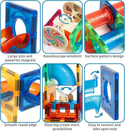 MAGBLOCK Magnetic Tiles 176Pcs Marble Run Children's Educational Toys for Developing Mathmatics and Physics Skills and for Developing Creativity and Imagination Toys for Kids Age 8 9 10+ Years Old