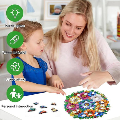 Wooden Jigsaw Puzzles Flower 500pcs 16.5x16.4in, Royal, Wooden Puzzles for Adults, Unique Shape Animal Adult Puzzles, Irregular Wood Puzzles Best Gift for Adults Family Game