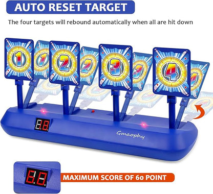 GMAOPHY Digital Shooting Targets with 2 Foam Dart Toy Blaster, Kids Shooting Game Toys, Electronic Scoring Auto Reset 4 Targets, Birthday for Ages 5 6 7 8 9 10+ Years Old Kids Boys Girls
